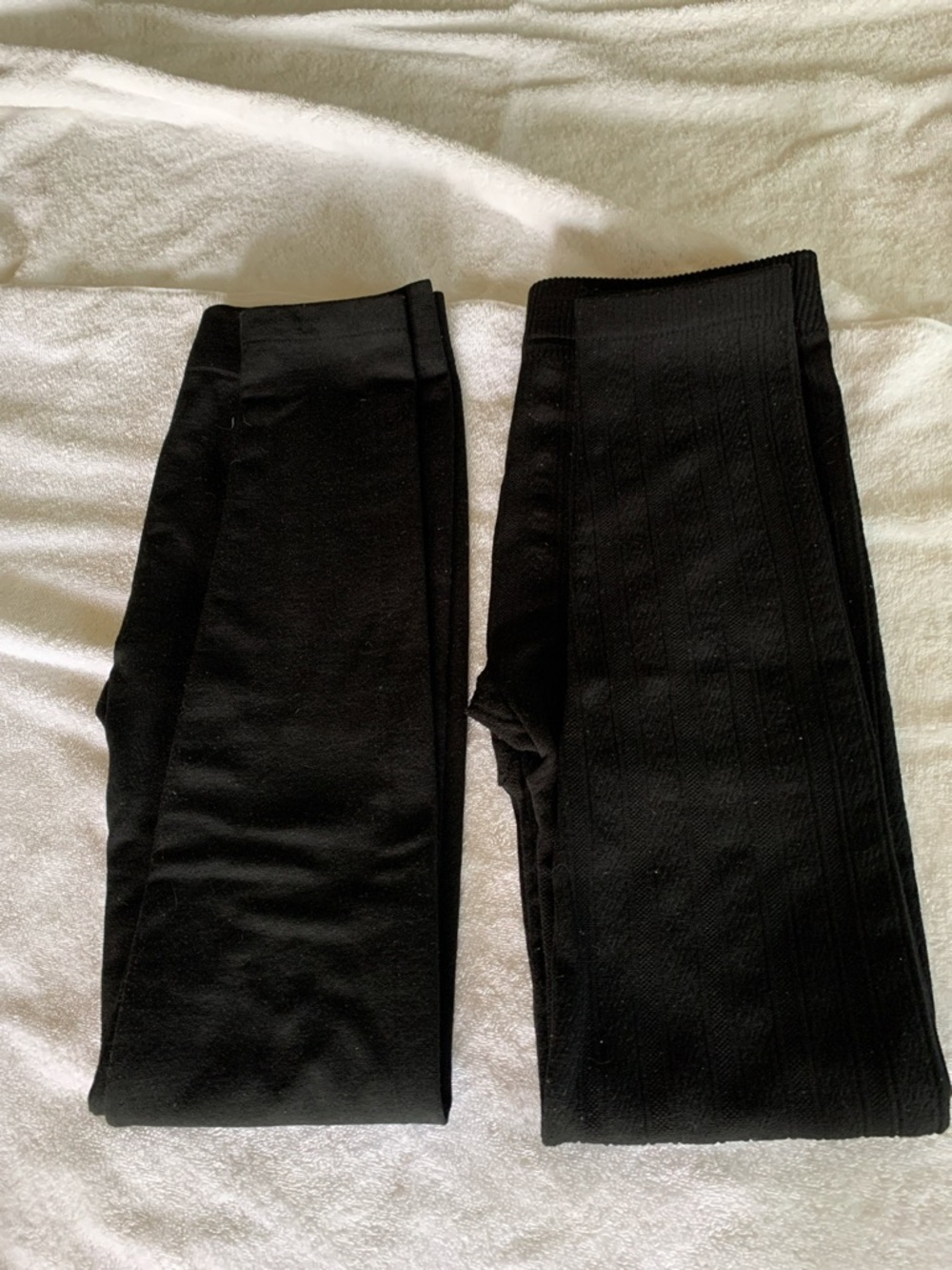 Black Ribbed and Smooth Leggings Duo